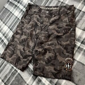 Affliction Cargo Shorts Men's Size 30(32") Gray Camo Cotton Embroidered Y2K